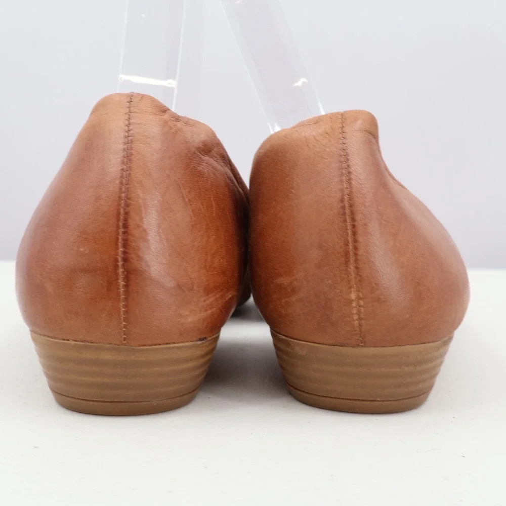 Miz Mooz d'Orsay Sandals Women 6.5 Brown Leather Open Toe Wedge Boho Chic Earthy